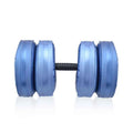 Blue adjustable water-filled dumbbell for home fitness training with 20-25 kg weight range