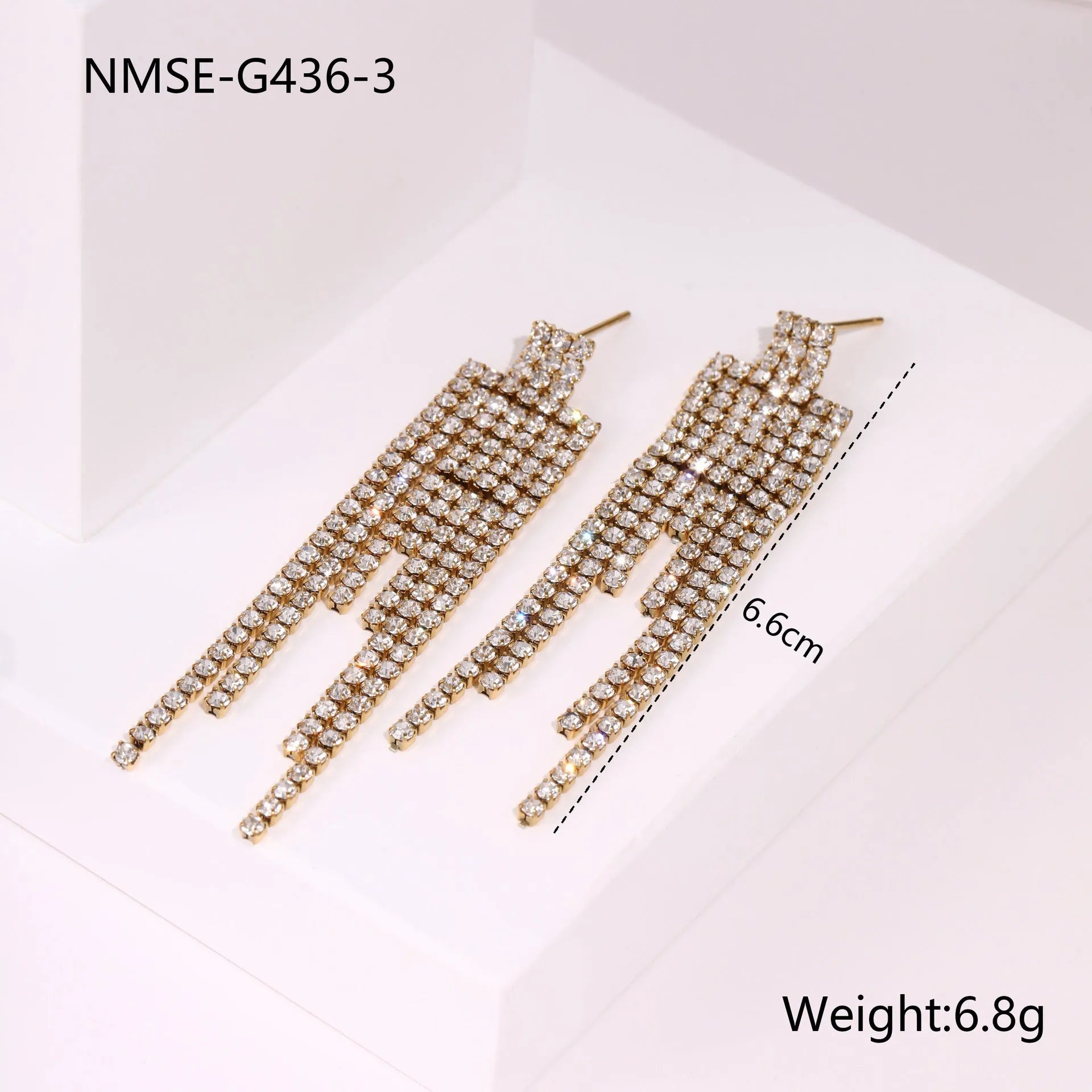 Women's stainless steel heart and star shaped earrings with electroplated 18K gold finish and geometric tassel design