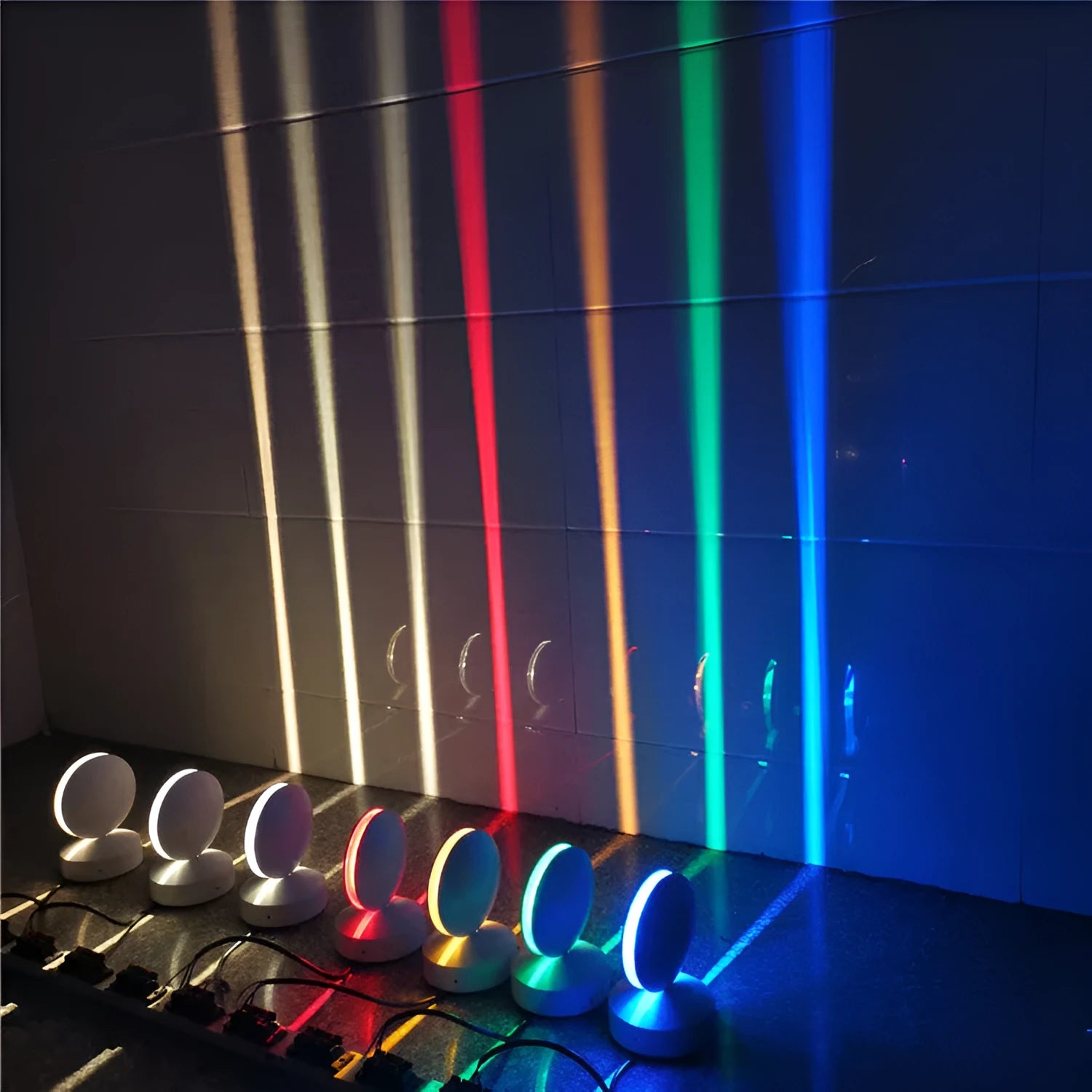 Modern aluminium bar-style wall spotlight with glass lens for multi-colour LED accent lighting.