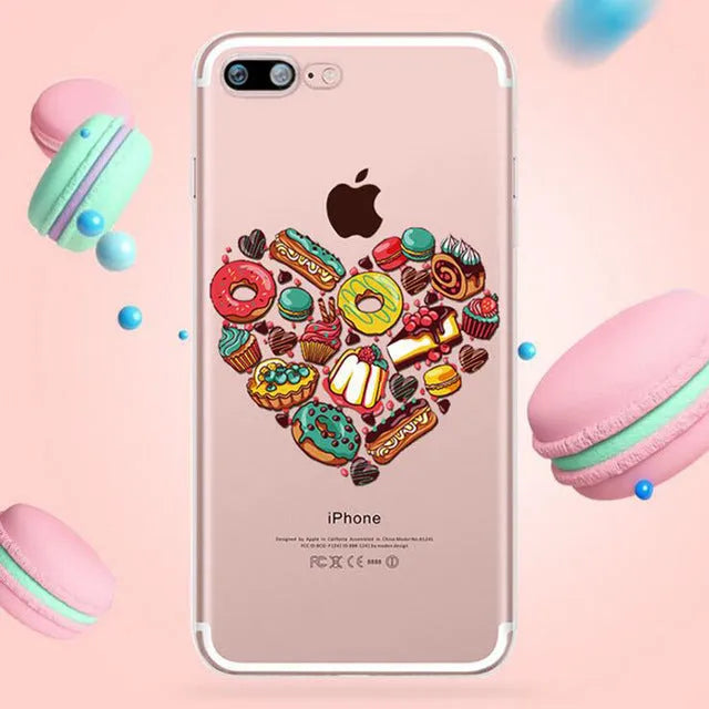 Transparent silicone iPhone case with colourful ice cream pattern design