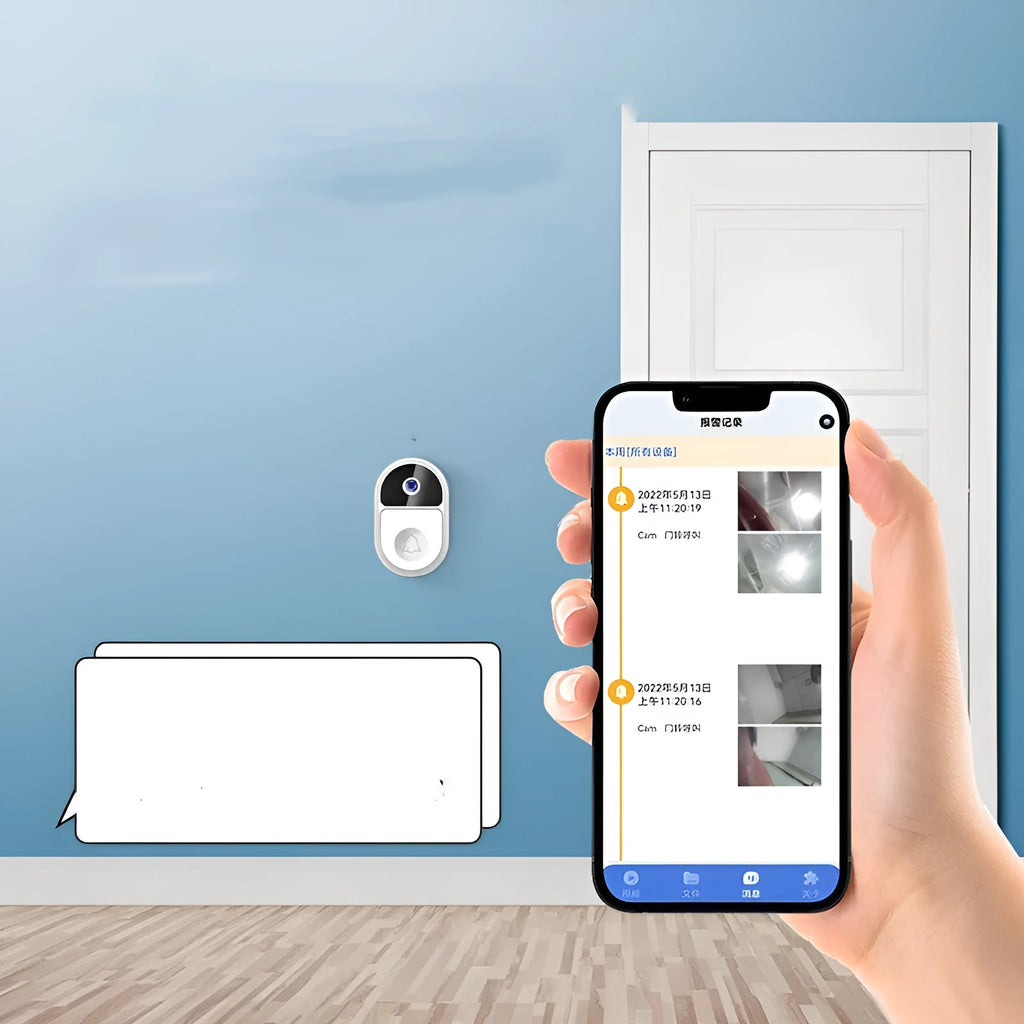 Doodle Smart Visual Doorbell V8 wireless unit in black or white for outside room installation.