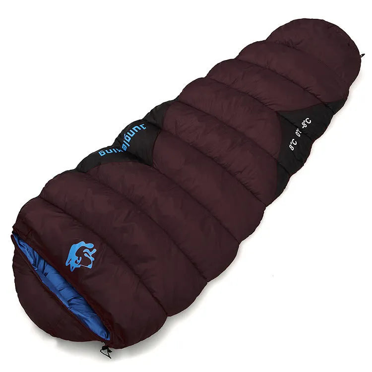 Cotton camping sleeping bag in army green with compression sack, size 230cm long.