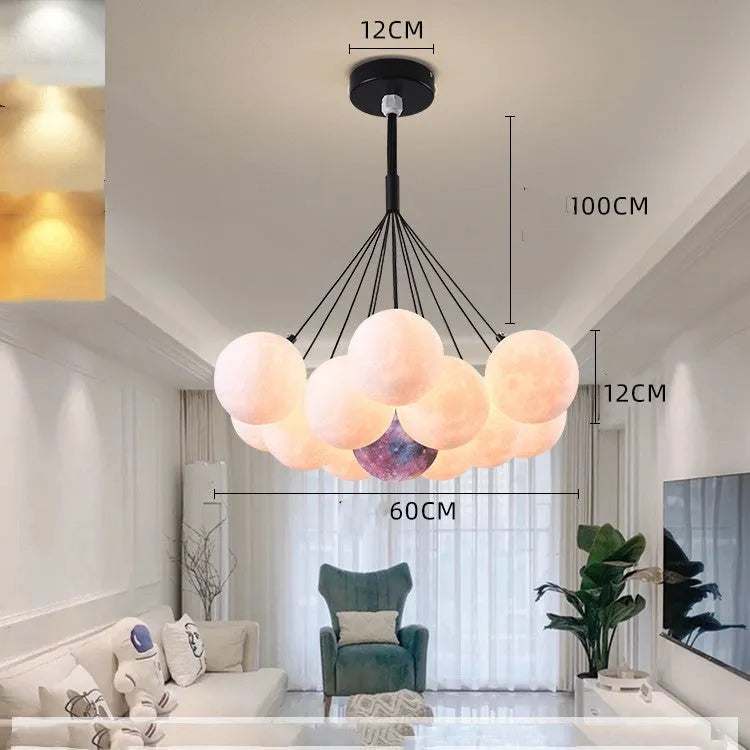 Nordic style iron fish chandelier ceiling light in gold or black finish with multiple LED bulbs and PMMA shade.