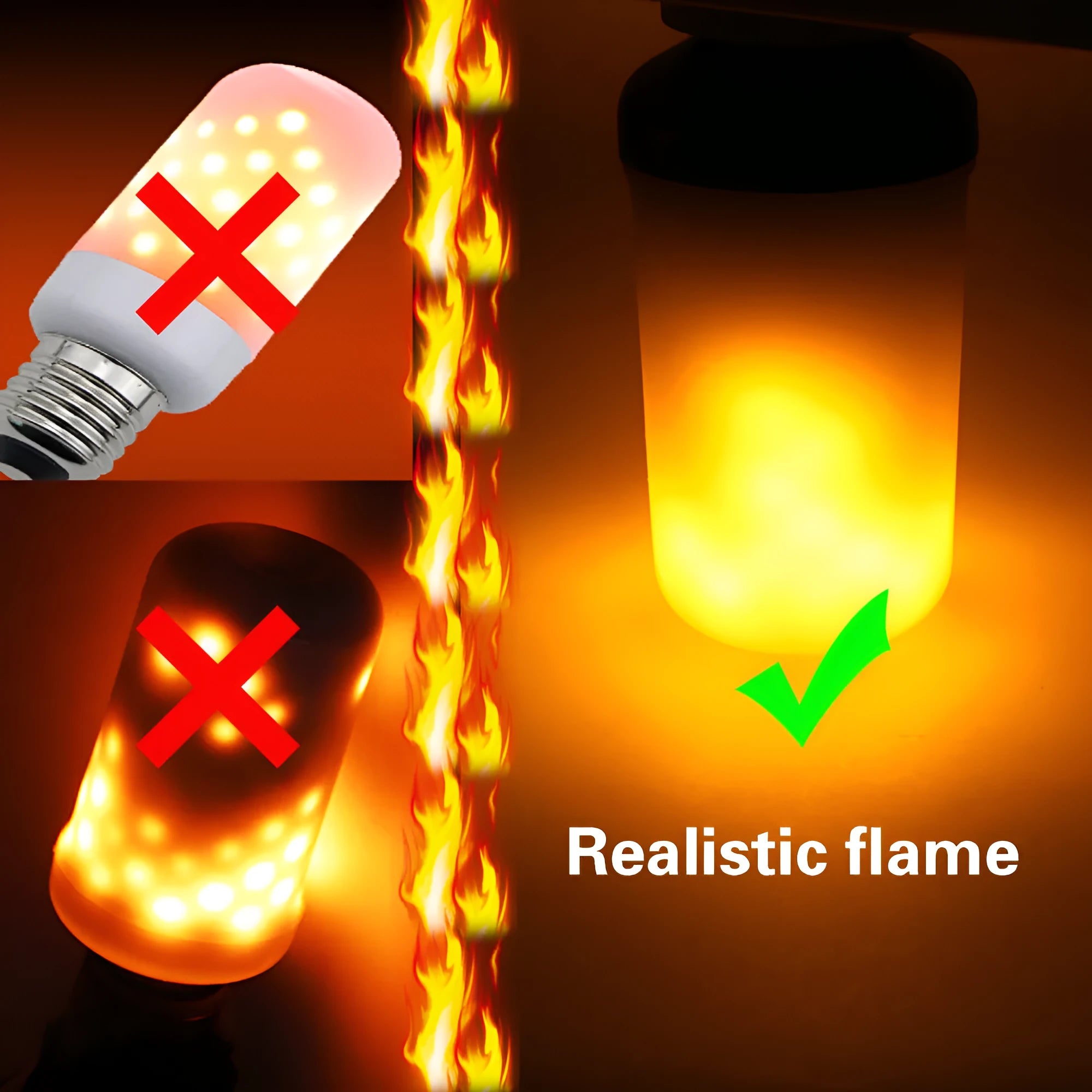 Flame effect decorative lamp with LED fake fire lighting in three modes
