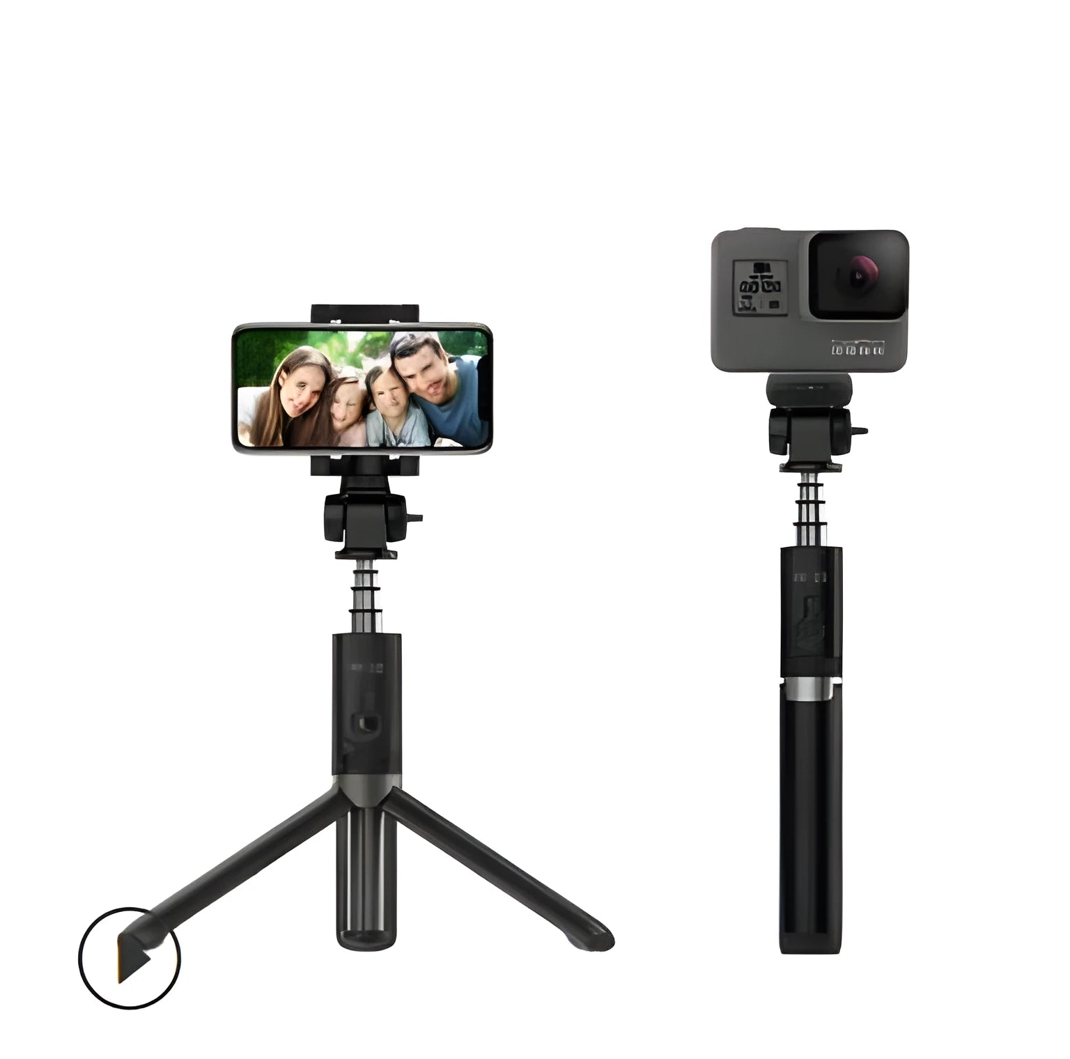 Aluminium alloy Bluetooth selfie stick with remote control and tripod bracket for mobile phones