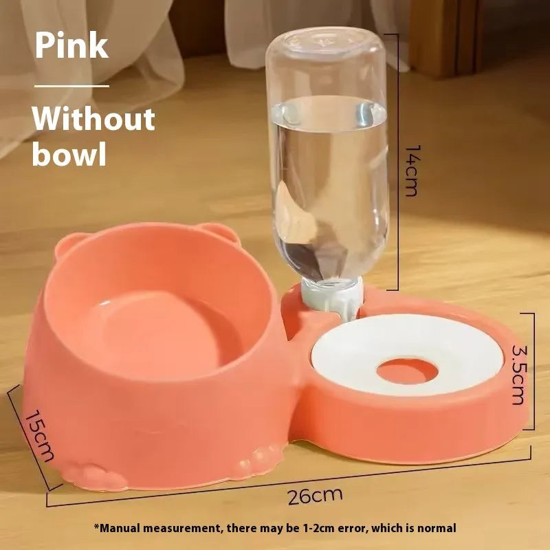 Automatic double bowl pet feeding basin in haze blue colour with separated food and water compartments