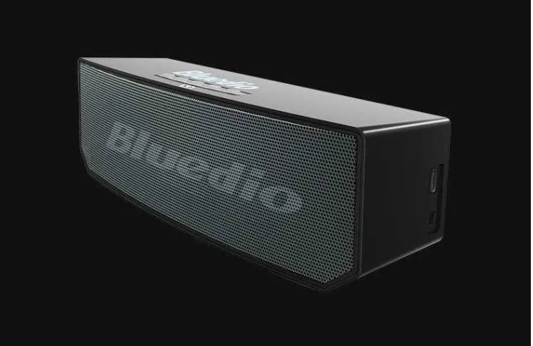 Black BS-6 cloud smart speaker with compact vertical design and Bluetooth connectivity