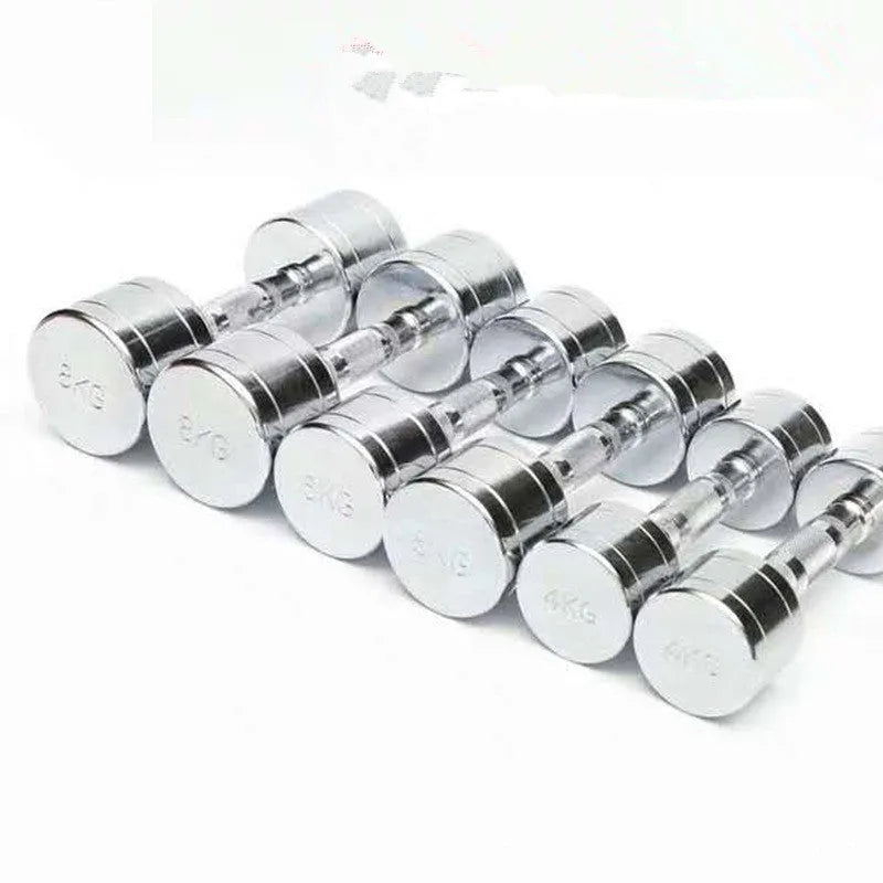 Silver pure steel electroplated 1kg dumbbell with ergonomic handle