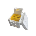 Three white EPS foam mini delivery boxes for beehive applications and queen bee transport
