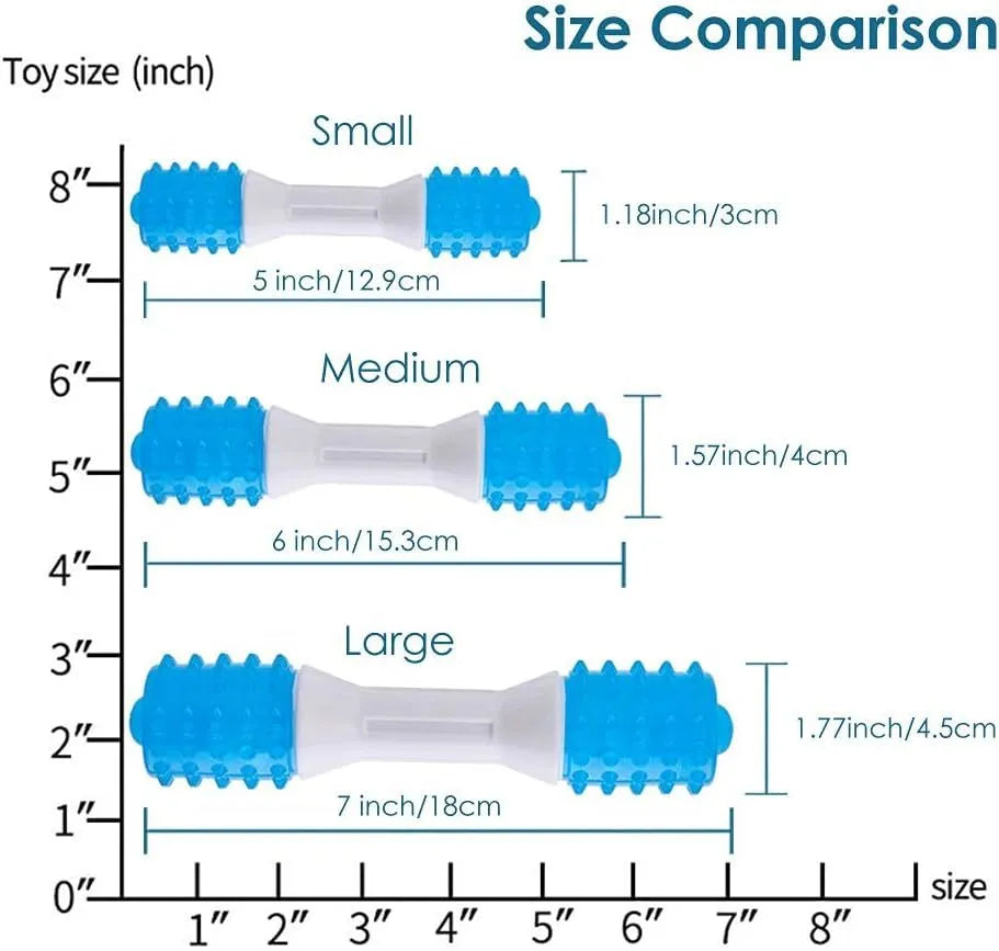 Dual-colour puppy teething chew toy in three sizes for dental health