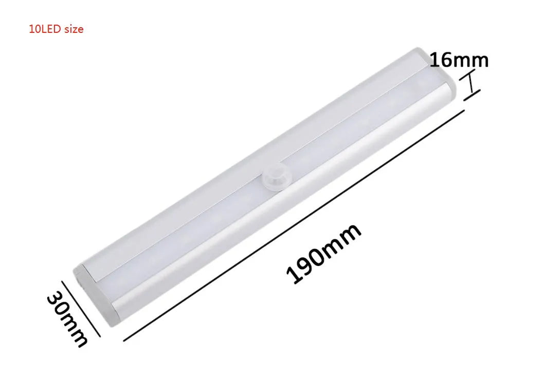Silver aluminium LED closet light with magnetic back and human body motion sensor