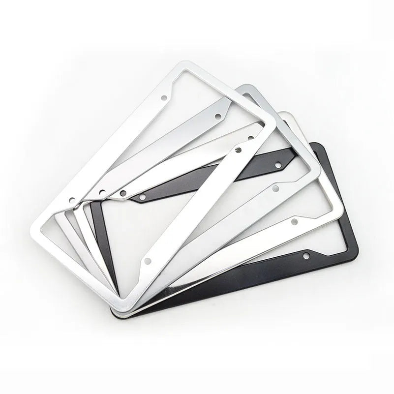 Aluminium alloy licence plate frame with stainless steel construction in four finish options