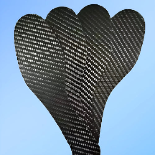 Black 3K carbon fibre insoles for running with shock absorption, showing three thickness options