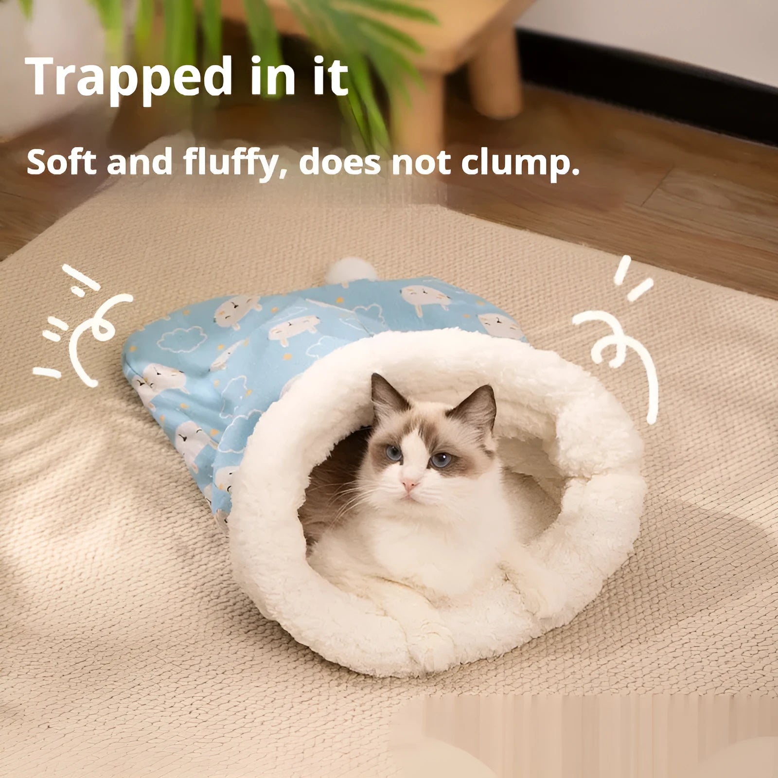 Pink Trojan pattern flannel cat sleeping bag nest bed measuring 50 by 40 centimetres.