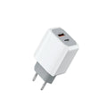 White European fast charge phone charger set with compact charging head and cable