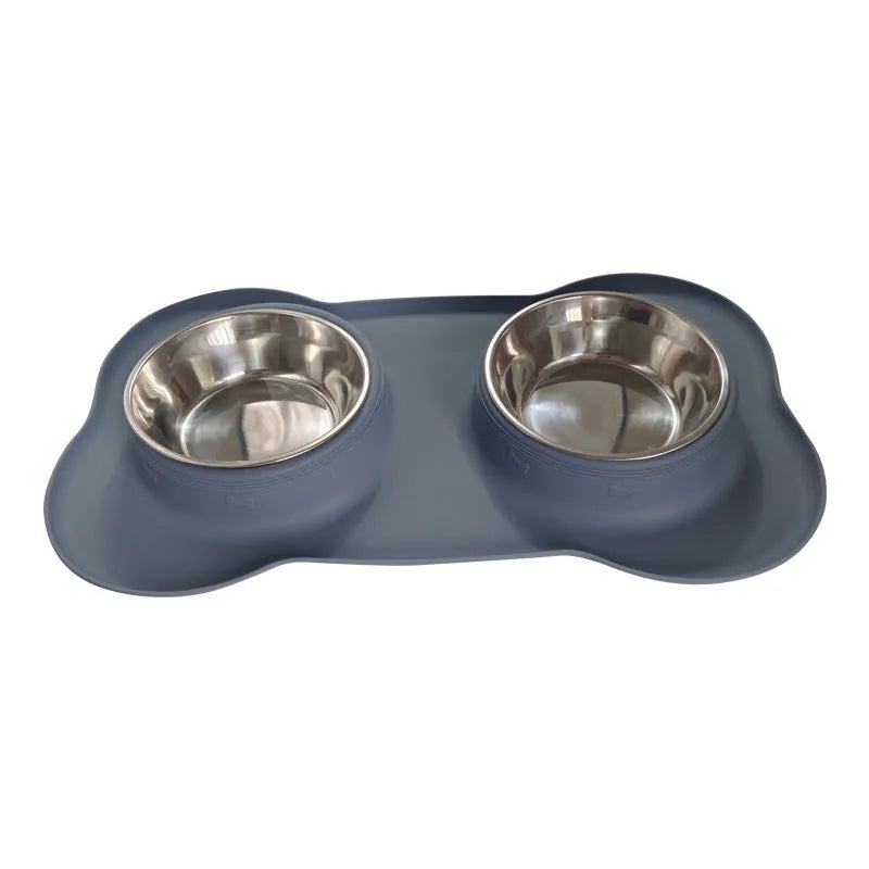 Large silicone dog bowl with stainless steel base in choice of five colours
