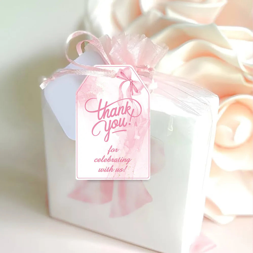 Birthday gift tags with bowknot designs in three styles including hemp rope