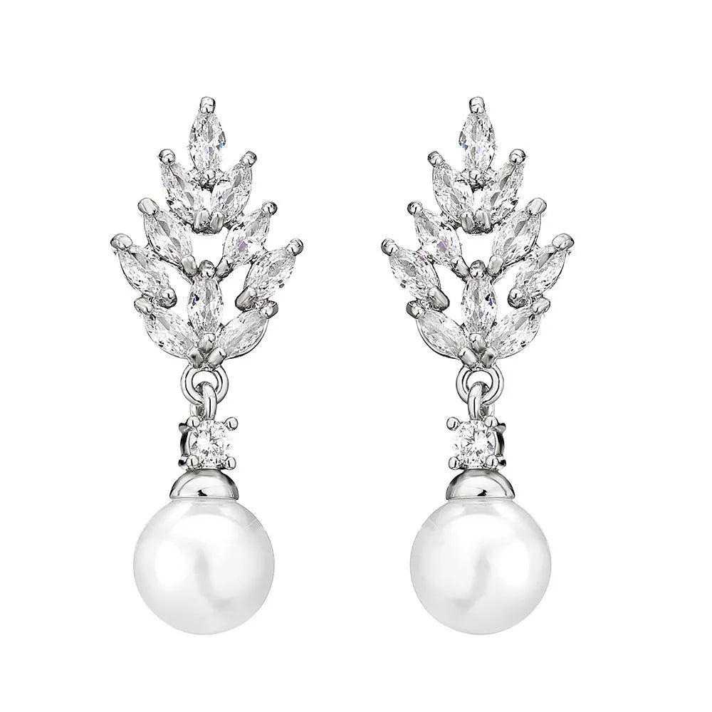 Geometric flower earrings with micro inlaid zircon stones in gold, platinum, and rose gold plating