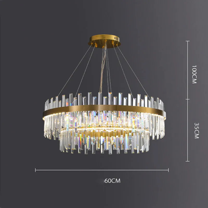 Adjustable height stainless steel LED crystal chandelier with multi-head fish-shaped design