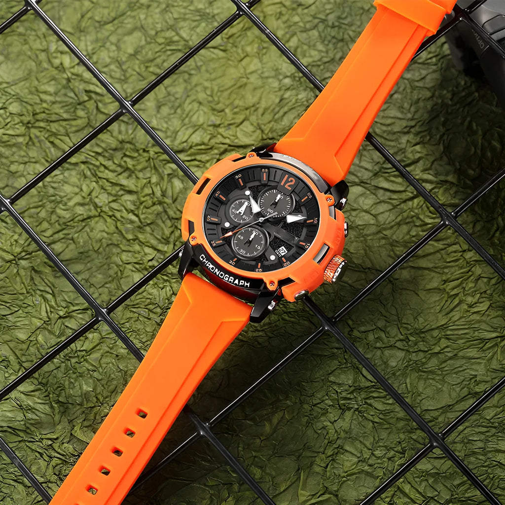 Men's 51mm multifunction luminous waterproof calendar watch with quartz movement