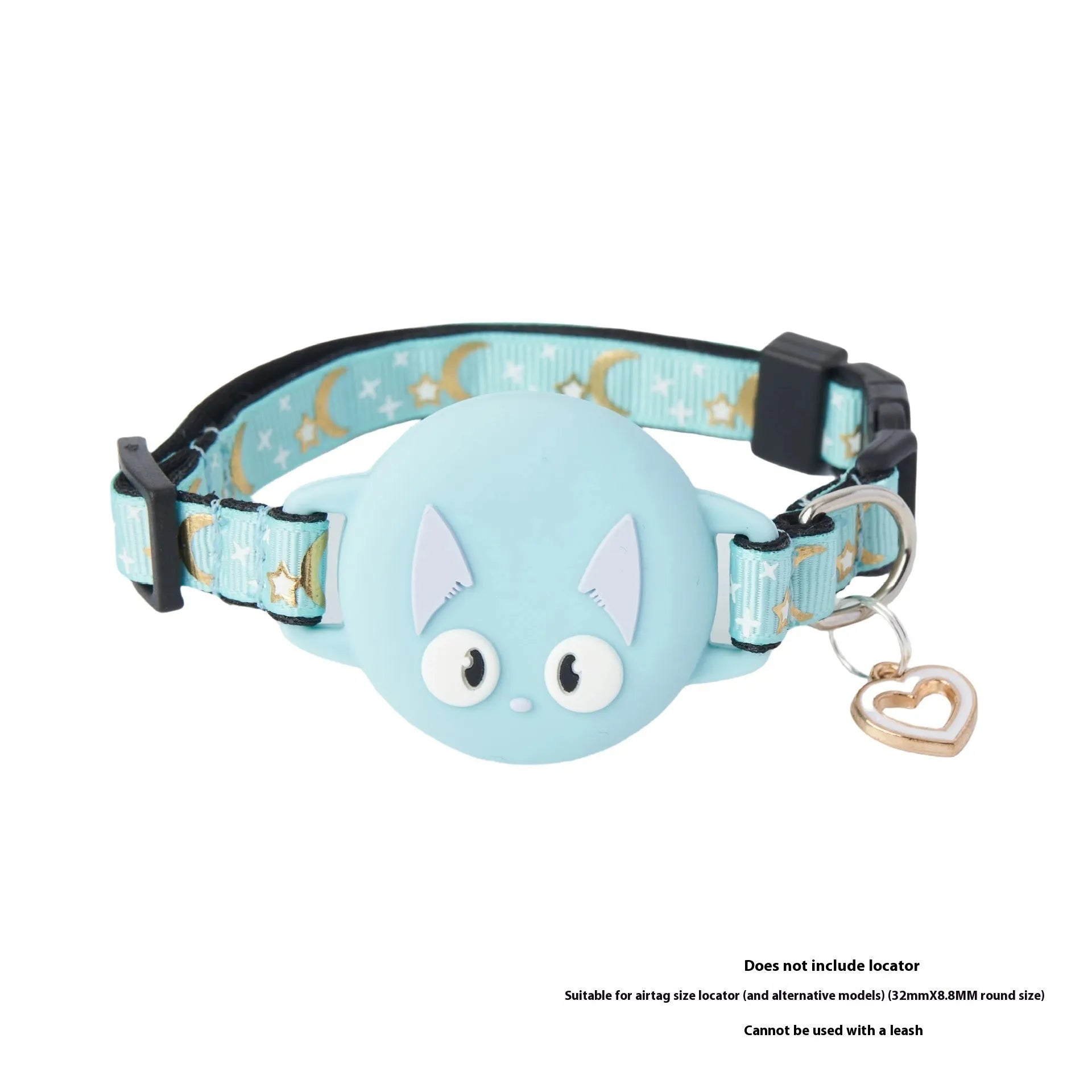 Pink plastic cat collar with built-in white Apple AirTag protective case, shown on S size setting.