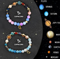 Set of two natural stone beaded bracelets on an adjustable cord for zodiac signs.