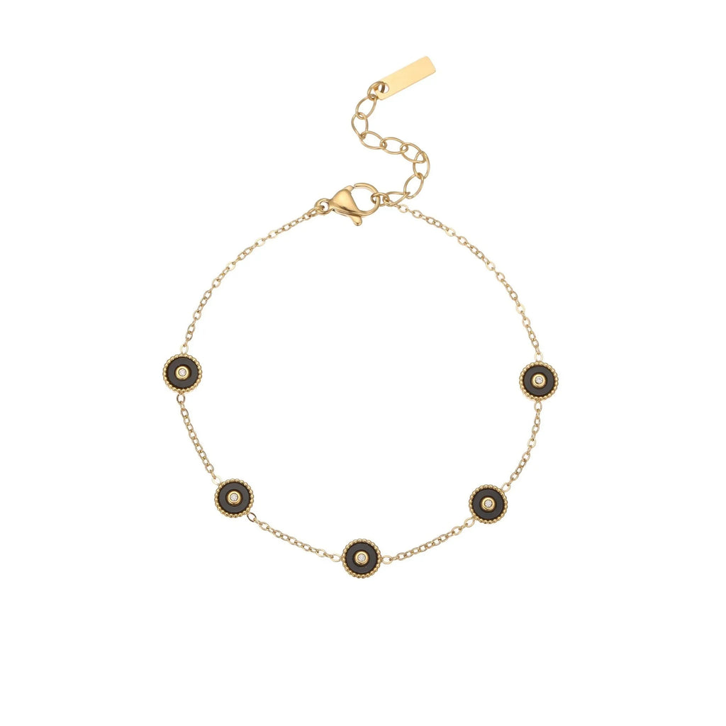Women's stainless steel bracelet with electroplated 18K gold plating and geometric fritillary design