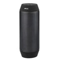 Small black or white Bluetooth stereo speaker with colourful RGB lighting around its base.