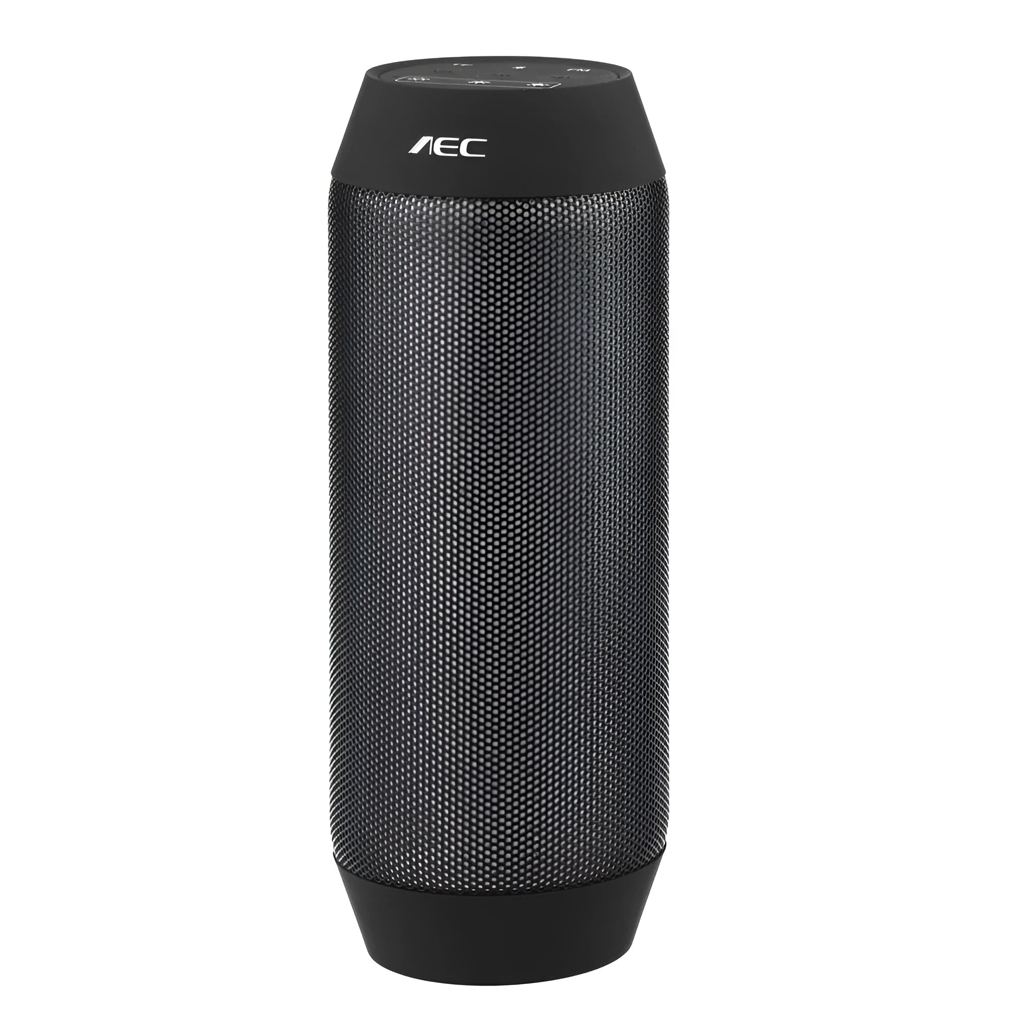 Small black or white Bluetooth stereo speaker with colourful RGB lighting around its base.