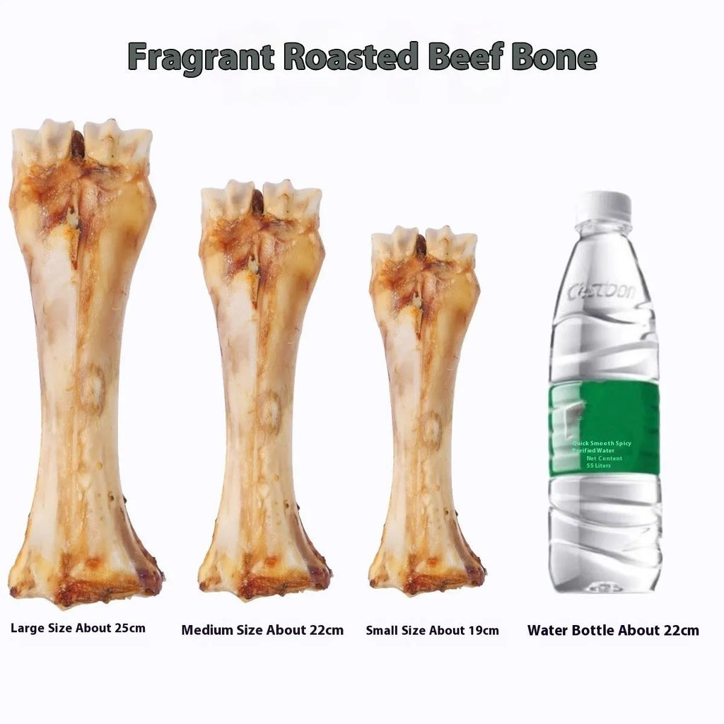 Large, medium, and small size ox bone flavour molar rod dog chew for teeth cleaning and training.