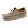 Casual plus size high-top loafers for men in beige suede leather with lace-up closure and rubber sole