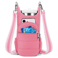 Cloth bicycle water bottle bag in black, pink and beige colours