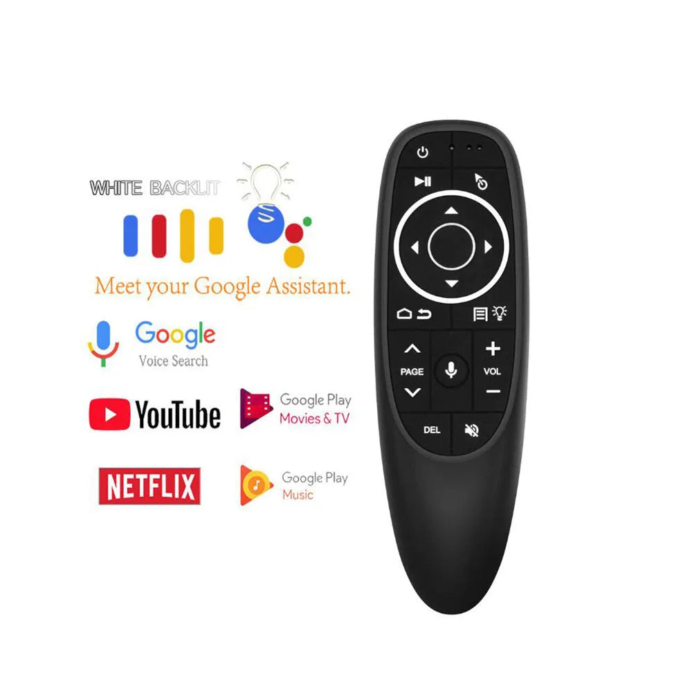 G10 series intelligent voice remote control with plastic shell and silicone buttons for Android players
