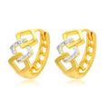 Gold geometric hollow out clip-on earrings with electroplated alloy construction