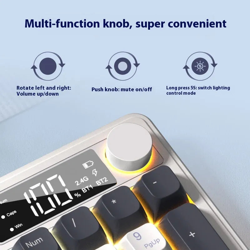 Wireless mechanical keyboard and mouse combo in blue-white colour option with USB-C cable