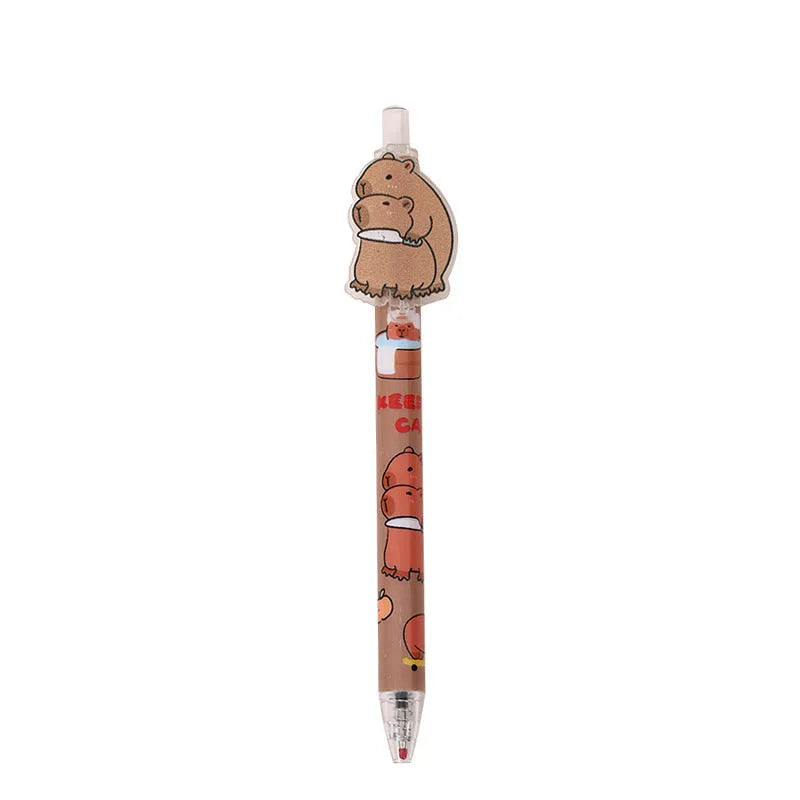Cartoon bear design gel pen 48-pack with plastic shells and carbon black ink refills in storage box