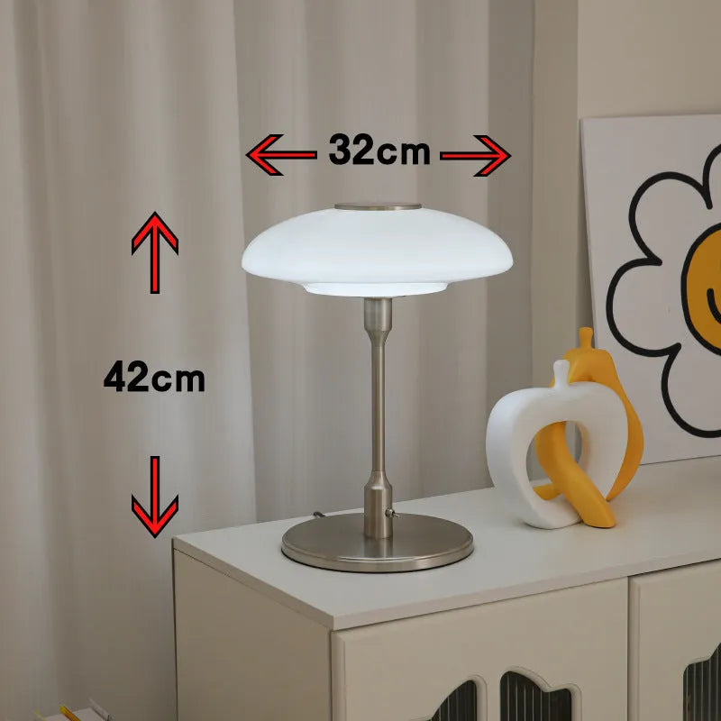 Korean vintage style bedside table lamp with metal holder in golden orange colour