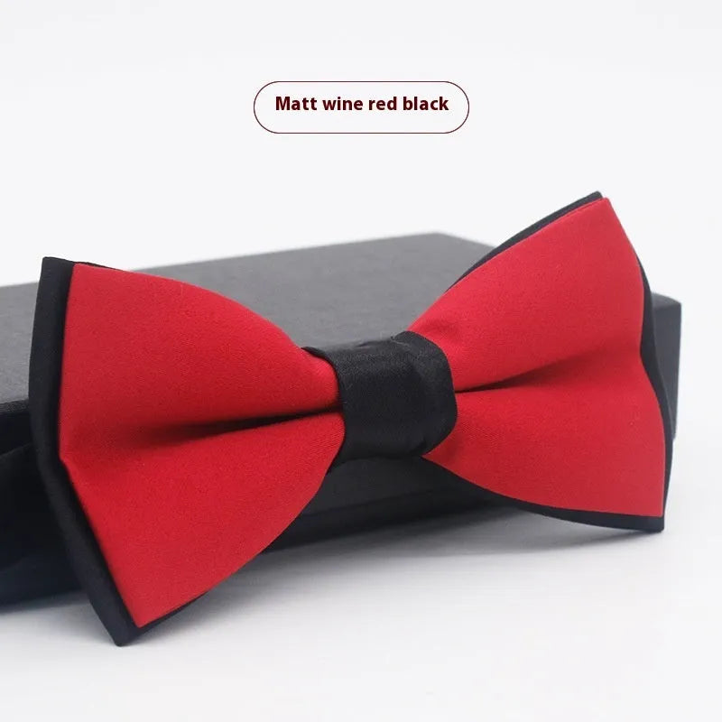 Flat head style bow tie in small plaid pattern measuring 12x6cm for formal wedding and business wear