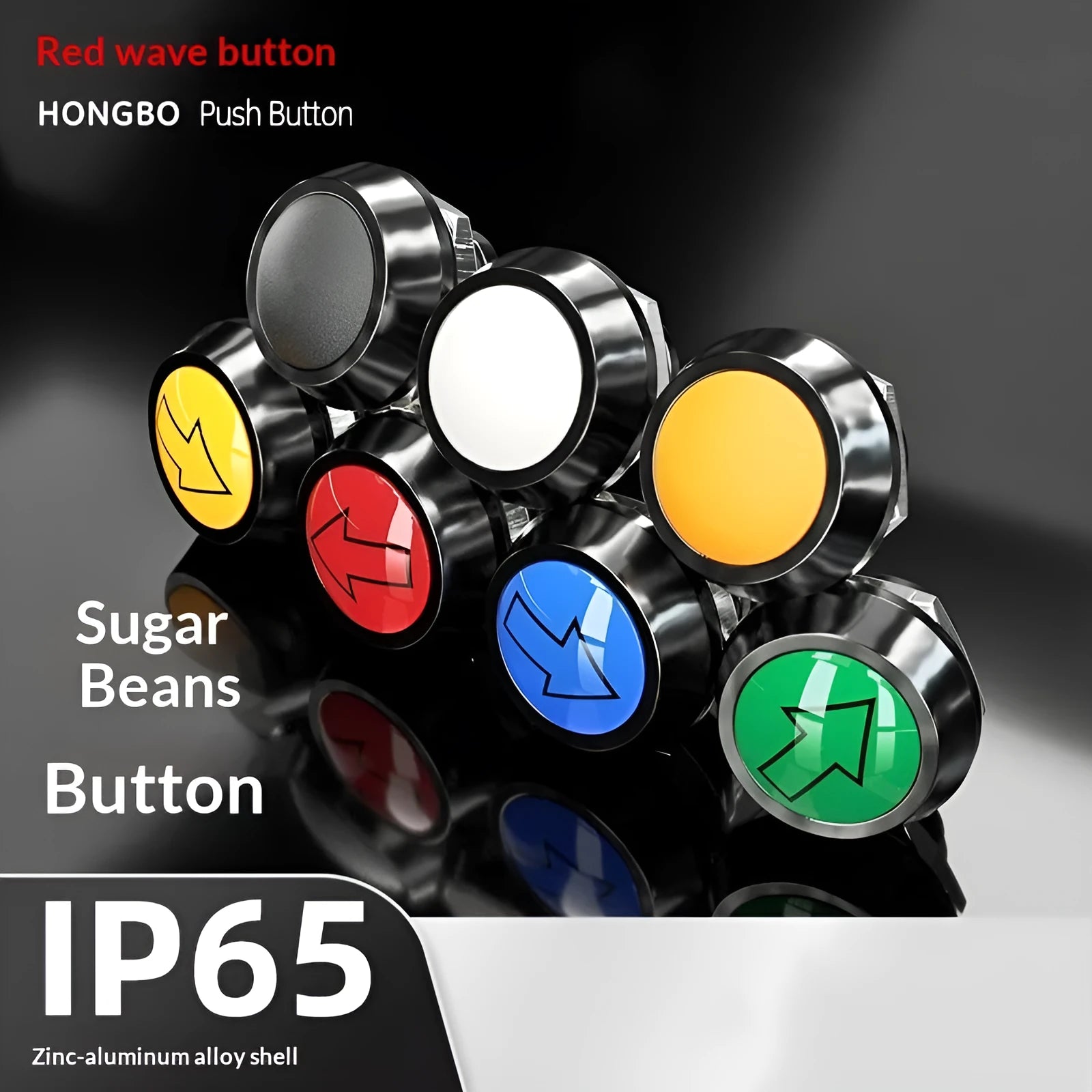 12mm red wave spherical handle self-resetting button with waterproof housing and silver-plated contacts