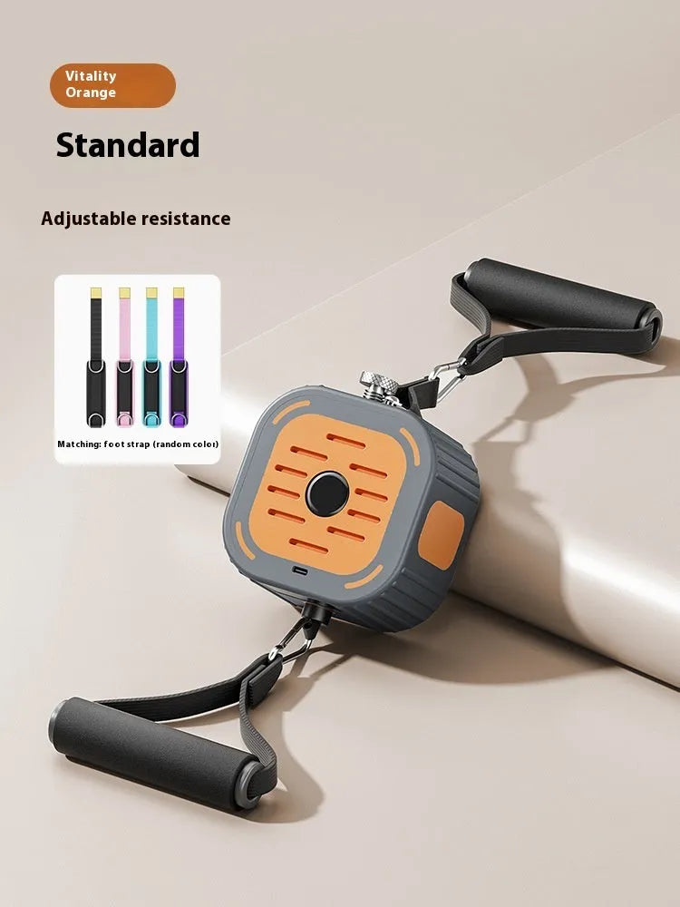 Adjustable power pump chest expander in navy blue or vibrant orange for home strength training