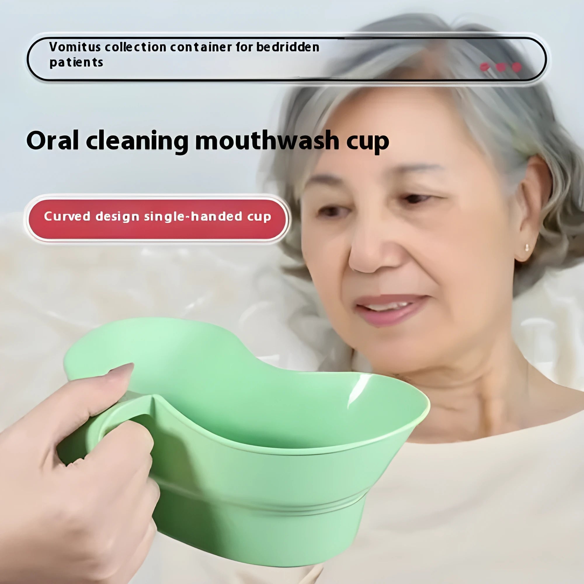 Green plastic nursing gargle cup with soft silicone spout for bedridden elderly oral care