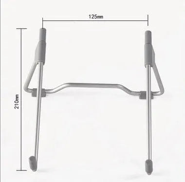 Grey aluminium alloy mobile phone and laptop stand with adjustable angles on a desk