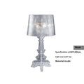 Small acrylic desk lamp with Nordic design, measuring 240x480mm, in white finish on a wooden table