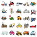 40 cartoon vehicle graffiti stickers including cars and excavators in a waterproof adhesive design