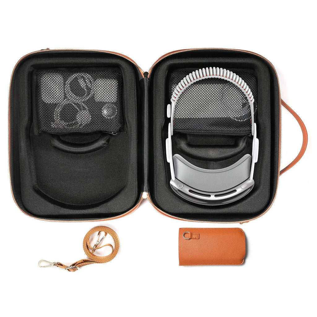 Black superfiber MR glasses storage box showing internal compartment for head-mounted equipment