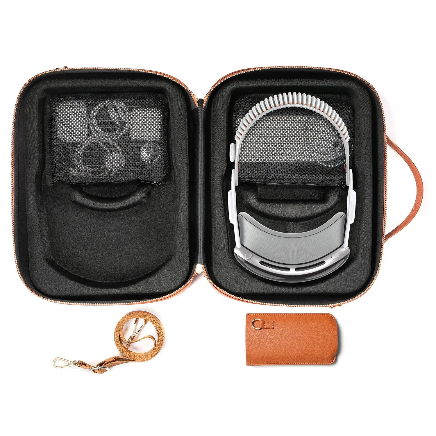 Black superfiber MR glasses storage box showing internal compartment for head-mounted equipment