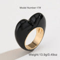 Heart shape three-dimensional enamel ring showing raised design with coloured finish options