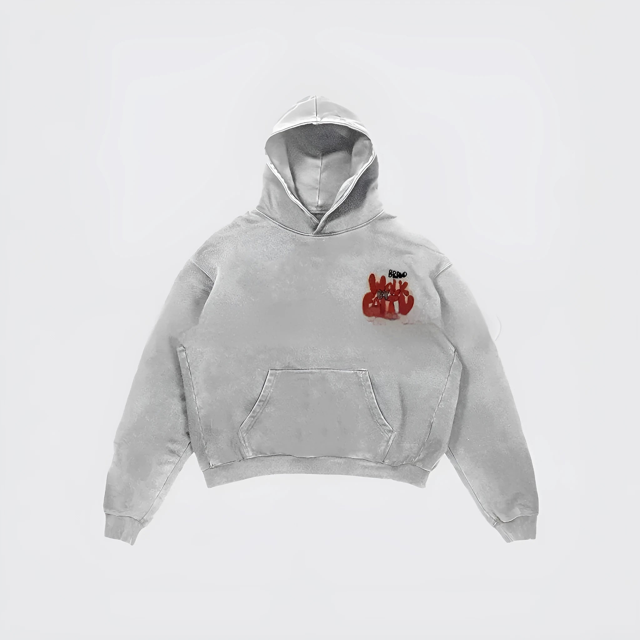 Granny Grey women's hoodie with vintage Harajuku-style letter print on the front.