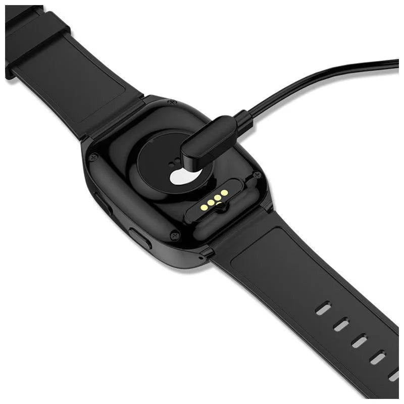 Black GPS tracker phone watch with 1.54-inch touch screen showing interface and SOS button