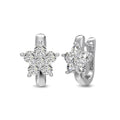Pair of 925 silver platinum earrings with flower and geometry design for women